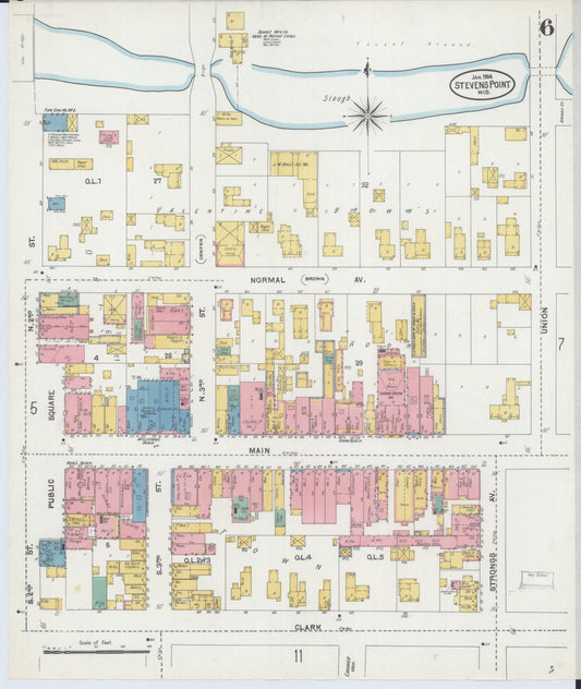 Sanborn Fire Insurance Map from Stevens Point, Portage County, Wisconsin (1904), Sheet #0006 - Historic Sanborn Fire Insurance Map Print, vintage old map wall art, antique decor, genealogy gift, Wisconsin Wisconsin map