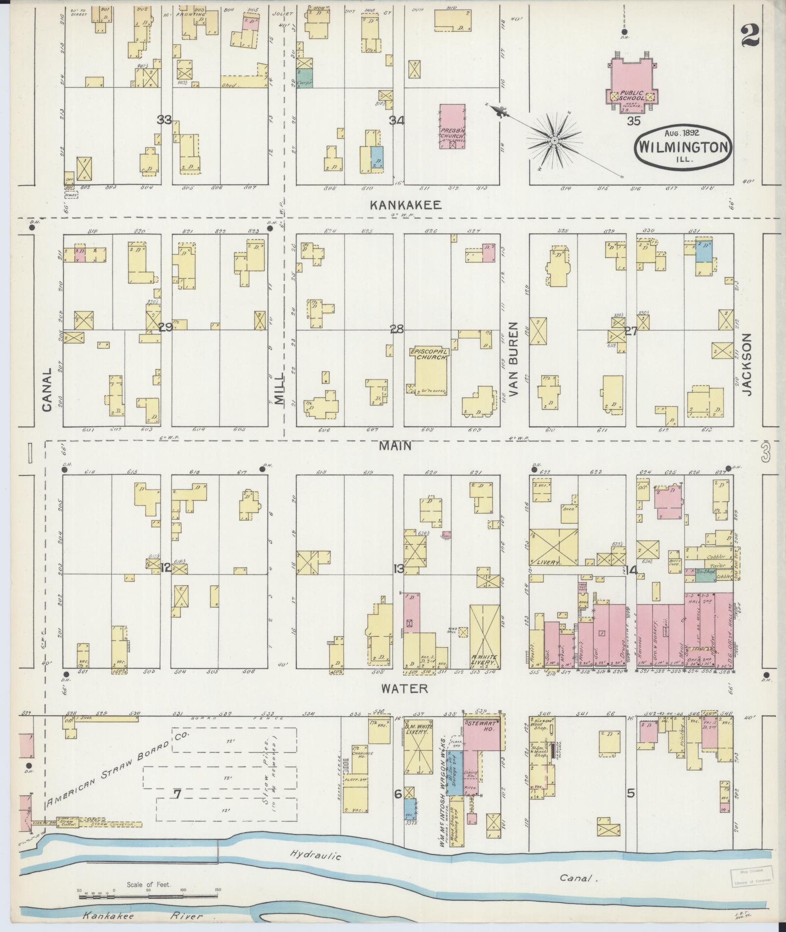 Sanborn Fire Insurance Map from Wilmington, Will County, Illinois (1892), Sheet #0002 - Complete Map Set gallery image, historic Sanborn map, vintage wall art, Illinois Illinois