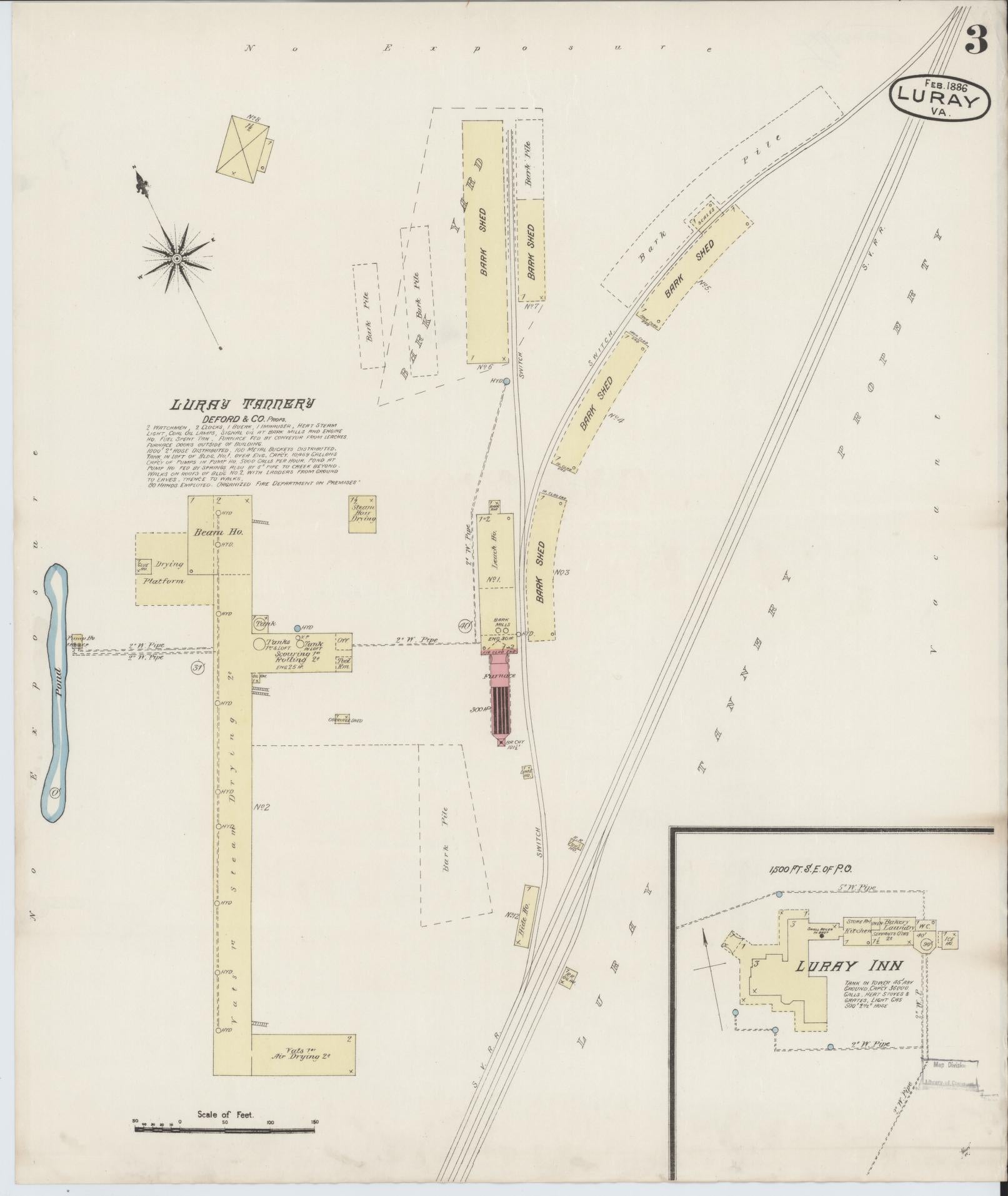 Sanborn Fire Insurance Map from Luray, Page County, Virginia (1886), Sheet #0003 - Complete Map Set gallery image, historic Sanborn map, vintage wall art, Virginia Virginia