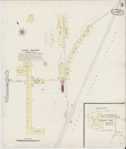 Sanborn Fire Insurance Map from Luray, Page County, Virginia (1886), Sheet #0003 - Complete Map Set gallery image, historic Sanborn map, vintage wall art, Virginia Virginia