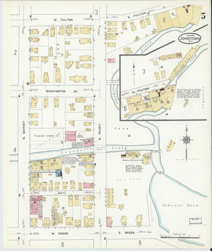 Sanborn Fire Insurance Map from Johnstown, Fulton County, New York (1912), Sheet #0005 - Complete Map Set gallery image, historic Sanborn map, vintage wall art, New York New York