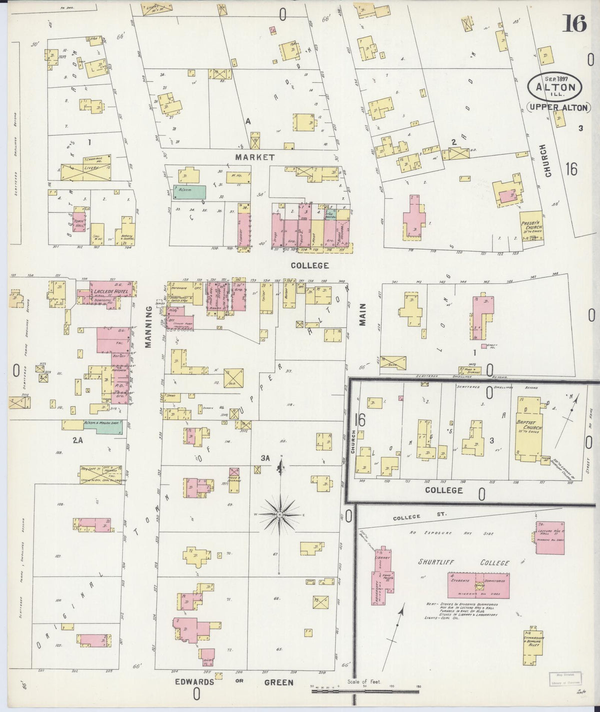 Sanborn Fire Insurance Map from Alton, Madison County, Illinois (1897), Sheet #0016 - Complete Map Set gallery image, historic Sanborn map, vintage wall art, Illinois Illinois