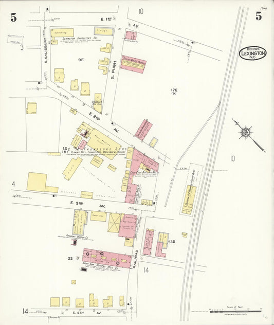 Sanborn Fire Insurance Map from Lexington, Davidson County, North Carolina (1923), Sheet #0005 - Historic Sanborn Fire Insurance Map Print, vintage old map wall art, antique decor, genealogy gift, North Carolina North Carolina map