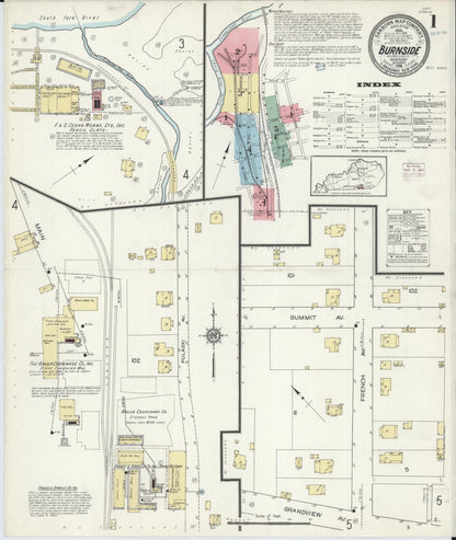 Sanborn Fire Insurance Map from Burnside, Pulaski County, Kentucky (1914), Sheet #0001 - Complete Map Set gallery image, historic Sanborn map, vintage wall art, Kentucky Kentucky