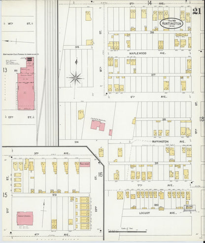 Sanborn Fire Insurance Map from Huntington, Cabell County, West Virginia (1904), Sheet #0021 - Complete Map Set gallery image, historic Sanborn map, vintage wall art, West Virginia West Virginia