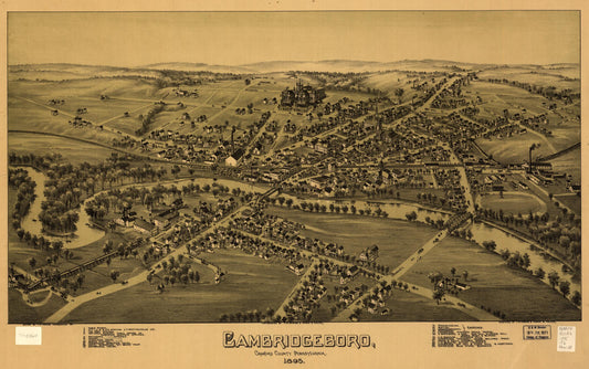 Cambridgeboro, Crawford County, Pennsylvania (1895) – Historic Bird’s-Eye View Panorama Print