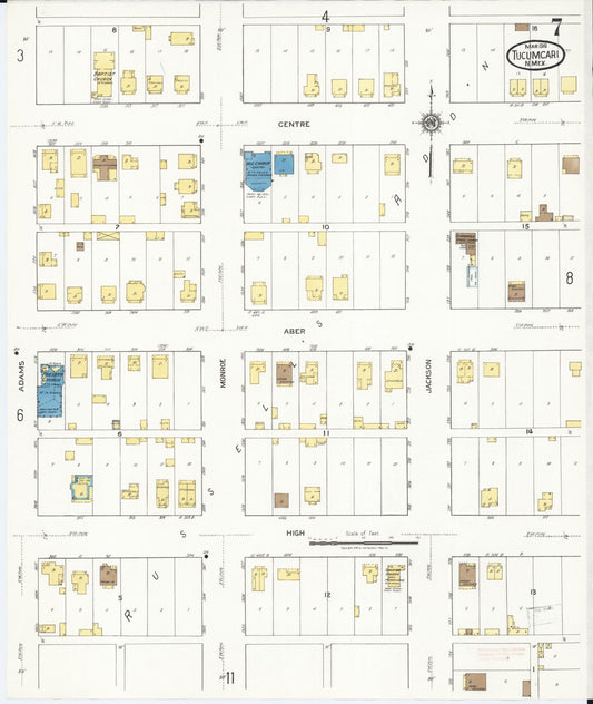 Sanborn Fire Insurance Map from Tucumcari, Quay County, New Mexico (1919), Sheet #0007 - Historic Sanborn Fire Insurance Map Print, vintage old map wall art, antique decor, genealogy gift, New Mexico New Mexico map