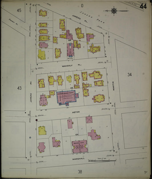 Sanborn Fire Insurance Map from Milwaukee, Milwaukee County, Wisconsin (1910), Sheet #0044 - Historic Sanborn Fire Insurance Map Print, vintage old map wall art, antique decor, genealogy gift, Wisconsin Wisconsin map