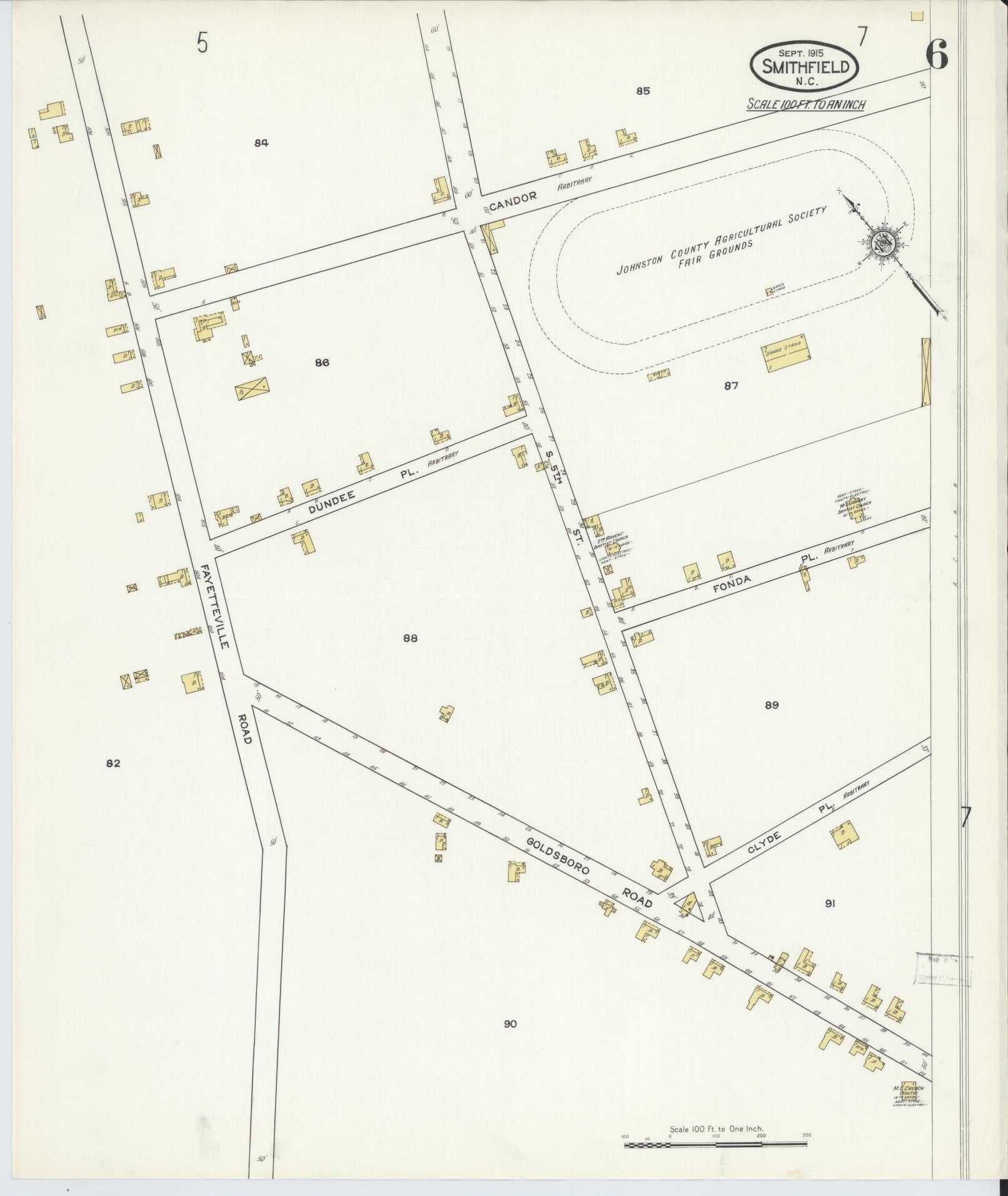 Sanborn Fire Insurance Map from Smithfield, Johnston County, North Carolina (1915), Sheet #0006 - Historic Sanborn Fire Insurance Map Print, vintage old map wall art, antique decor, genealogy gift, North Carolina North Carolina map