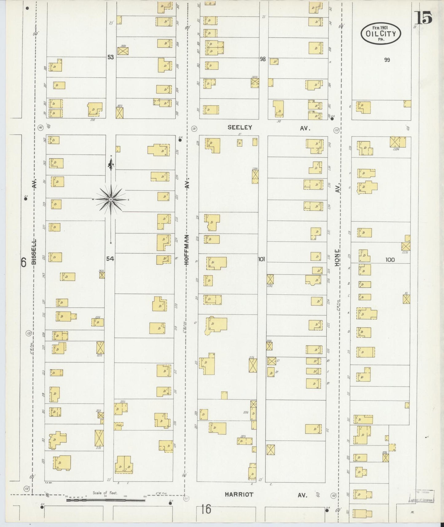 Sanborn Fire Insurance Map from Oil City, Venango County, Pennsylvania (1901), Sheet #0015 - Complete Map Set gallery image, historic Sanborn map, vintage wall art, Pennsylvania Pennsylvania