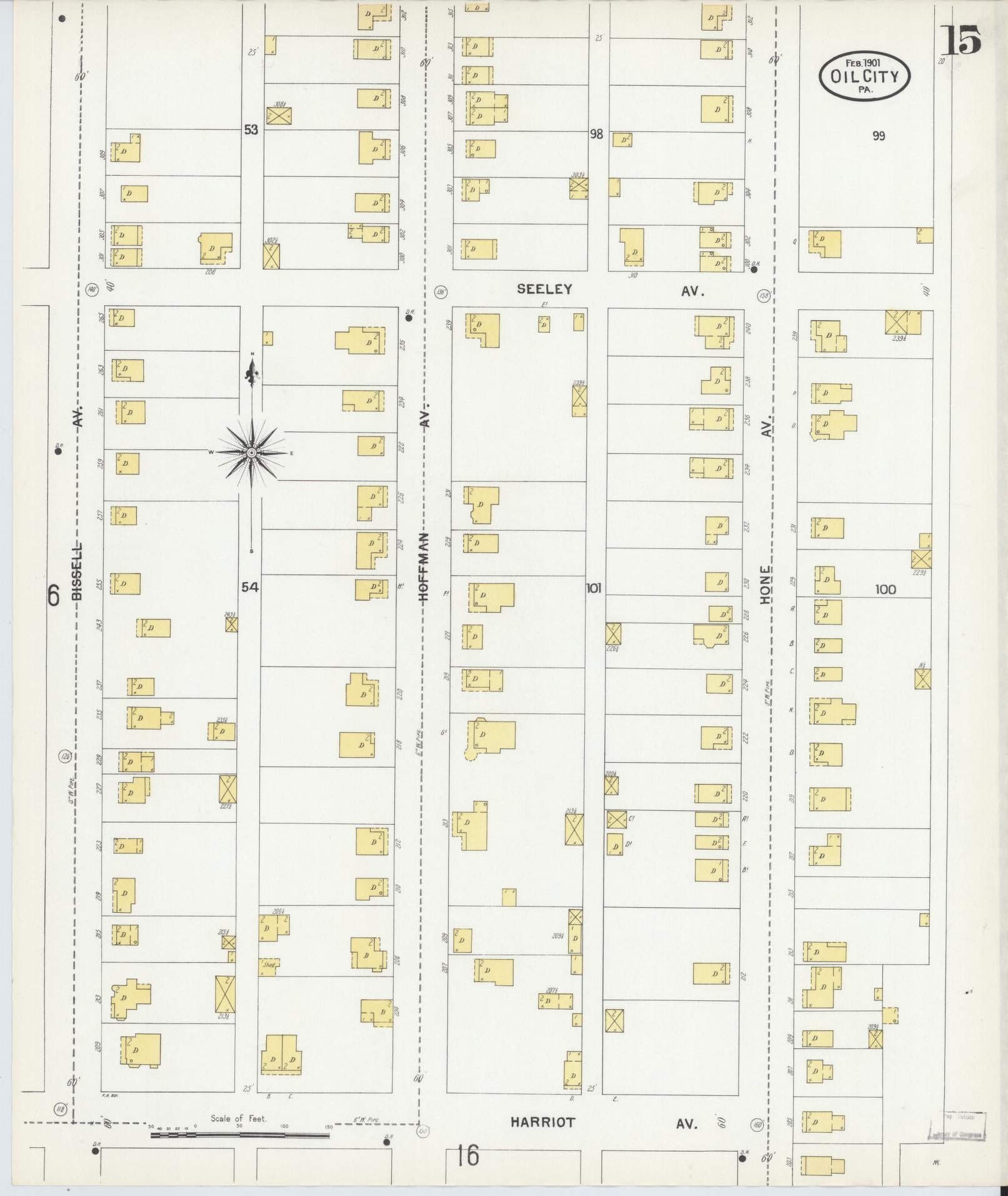 Sanborn Fire Insurance Map from Oil City, Venango County, Pennsylvania (1901), Sheet #0015 - Complete Map Set gallery image, historic Sanborn map, vintage wall art, Pennsylvania Pennsylvania