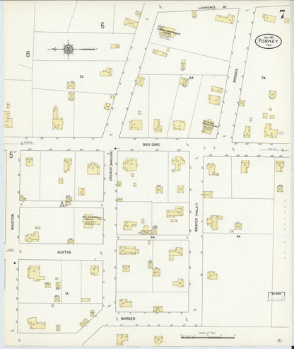 Sanborn Fire Insurance Map from Forney, Kaufman County, Texas (1912), Sheet #0007 - Complete Map Set gallery image, historic Sanborn map, vintage wall art, Texas Texas