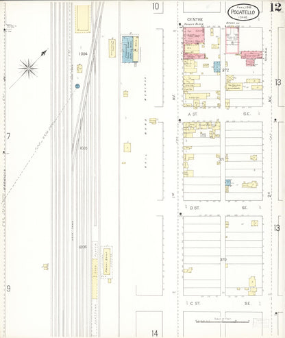 Sanborn Fire Insurance Map from Pocatello, Bannock County, Idaho (1900), Sheet #0012 - Complete Map Set gallery image, historic Sanborn map, vintage wall art, Idaho Idaho