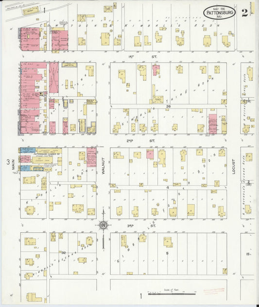 Sanborn Fire Insurance Map from Pattonsburg, Daviess County, Missouri (1916), Sheet #0002 - Historic Sanborn Fire Insurance Map Print, vintage old map wall art, antique decor, genealogy gift, Missouri Missouri map