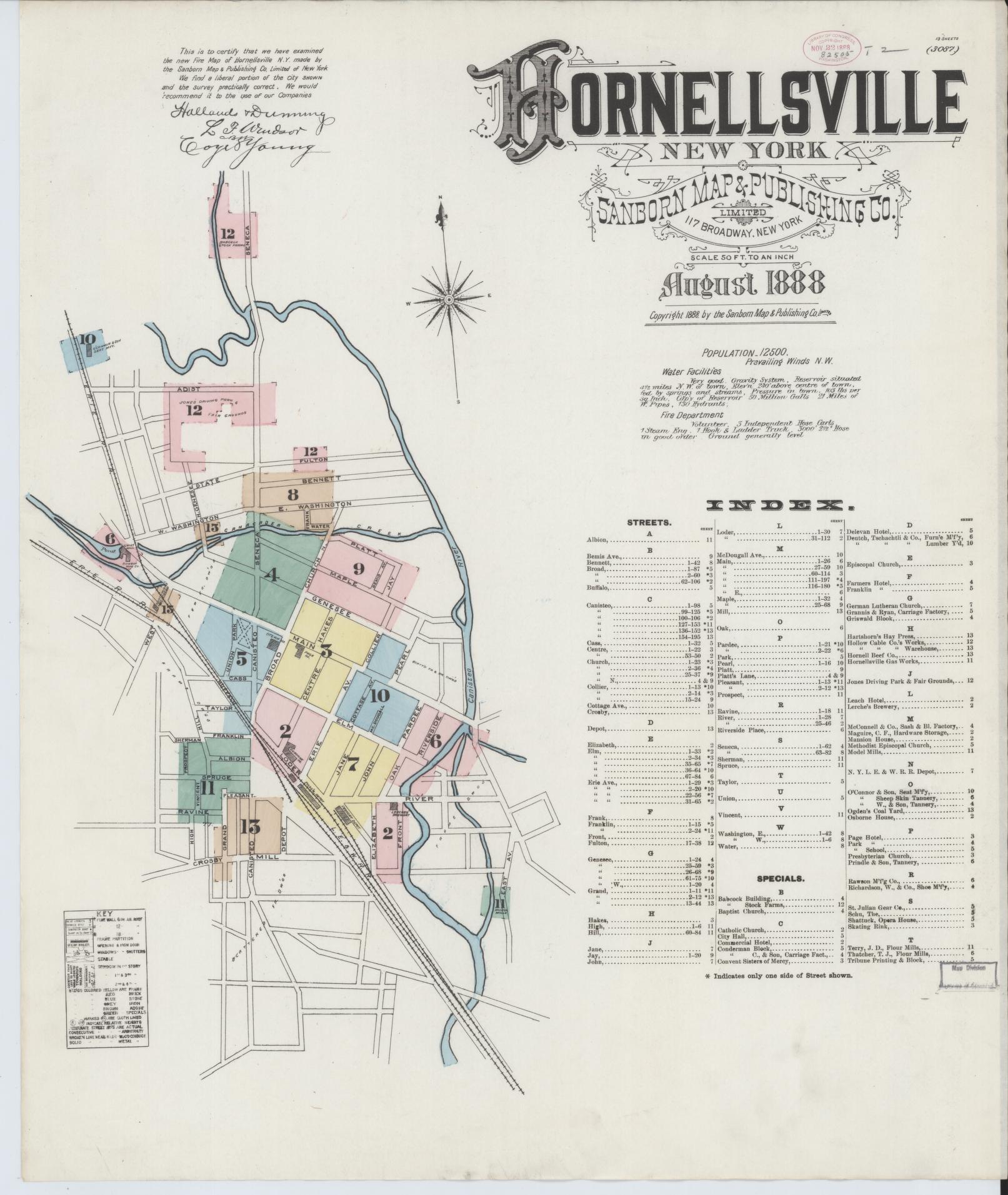 Sanborn Fire Insurance Map from Hornell, Steuben County, New York. (1888) – Historic Sanborn Fire Insurance Map Print