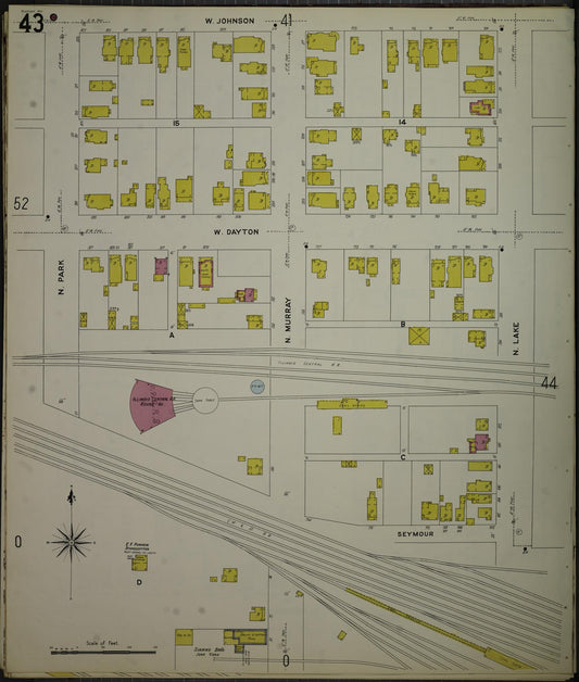Sanborn Fire Insurance Map from Madison, Dane County, Wisconsin (1908), Sheet #0043 - Historic Sanborn Fire Insurance Map Print, vintage old map wall art, antique decor, genealogy gift, Wisconsin Wisconsin map