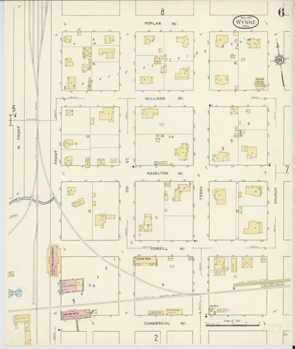 Sanborn Fire Insurance Map from Wynne, Cross County, Arkansas (1913), Sheet #0006 - Complete Map Set gallery image, historic Sanborn map, vintage wall art, Arkansas Arkansas