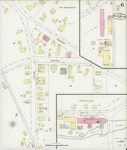 Sanborn Fire Insurance Map from Bridgewater, Plymouth County, Massachusetts (1896), Sheet #0006 - Historic Sanborn Fire Insurance Map Print, vintage old map wall art, antique decor, genealogy gift, Massachusetts Massachusetts map