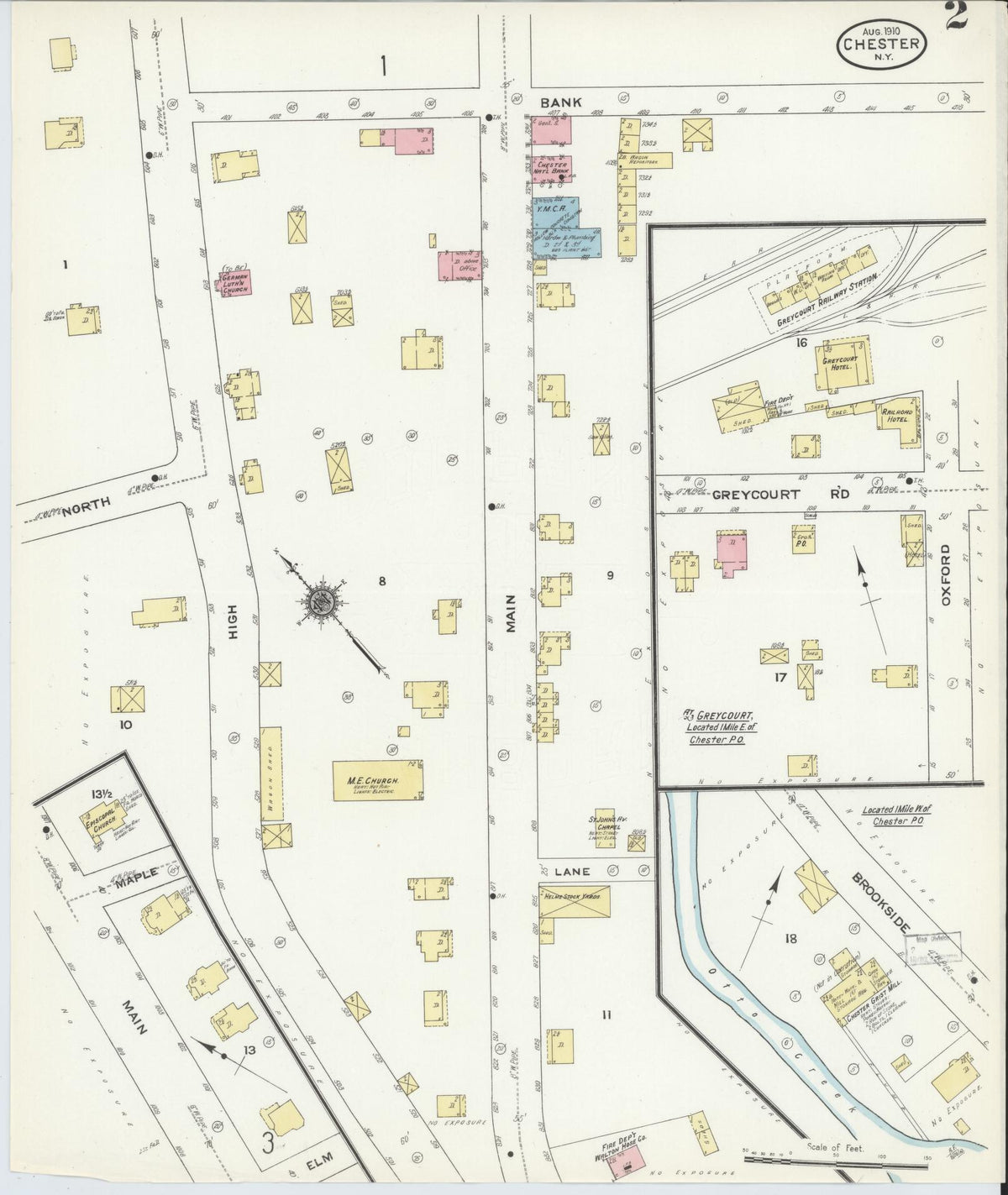 Sanborn Fire Insurance Map from Chester, Orange County, New York (1910), Sheet #0002 - Complete Map Set gallery image, historic Sanborn map, vintage wall art, New York New York