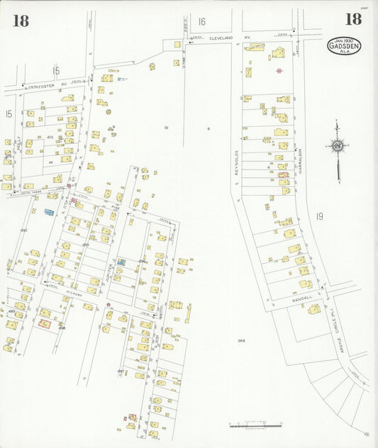 Sanborn Fire Insurance Map from Gadsden, Etowah County, Alabama (1930), Sheet #0018 - Historic Sanborn Fire Insurance Map Print, vintage old map wall art, antique decor, genealogy gift, Alabama Alabama map