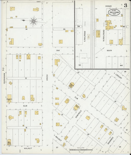 Sanborn Fire Insurance Map from Sallisaw, Sequoyah County, Oklahoma (1901), Sheet #0003 - Complete Map Set gallery image, historic Sanborn map, vintage wall art, Oklahoma Oklahoma