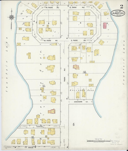 Sanborn Fire Insurance Map from Albert Lea, Freeborn County, Minnesota (1918), Sheet #0002 - Historic Sanborn Fire Insurance Map Print, vintage old map wall art, antique decor, genealogy gift, Minnesota Minnesota map