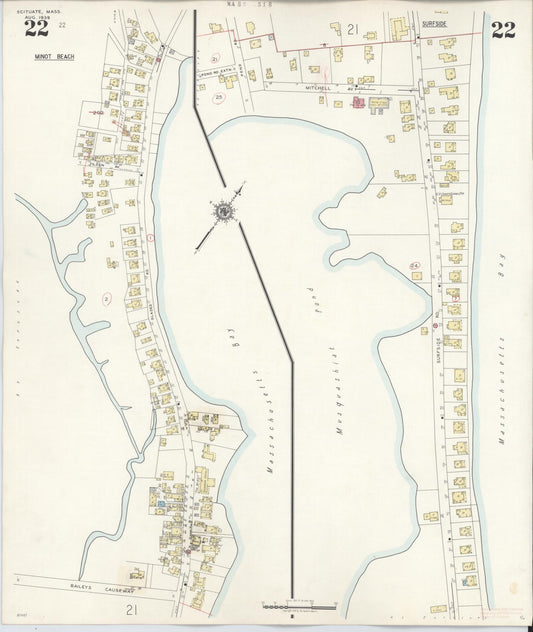 Sanborn Fire Insurance Map from Scituate, Plymouth County, Massachusetts (1944), Sheet #0022 - Historic Sanborn Fire Insurance Map Print, vintage old map wall art, antique decor, genealogy gift, Massachusetts Massachusetts map