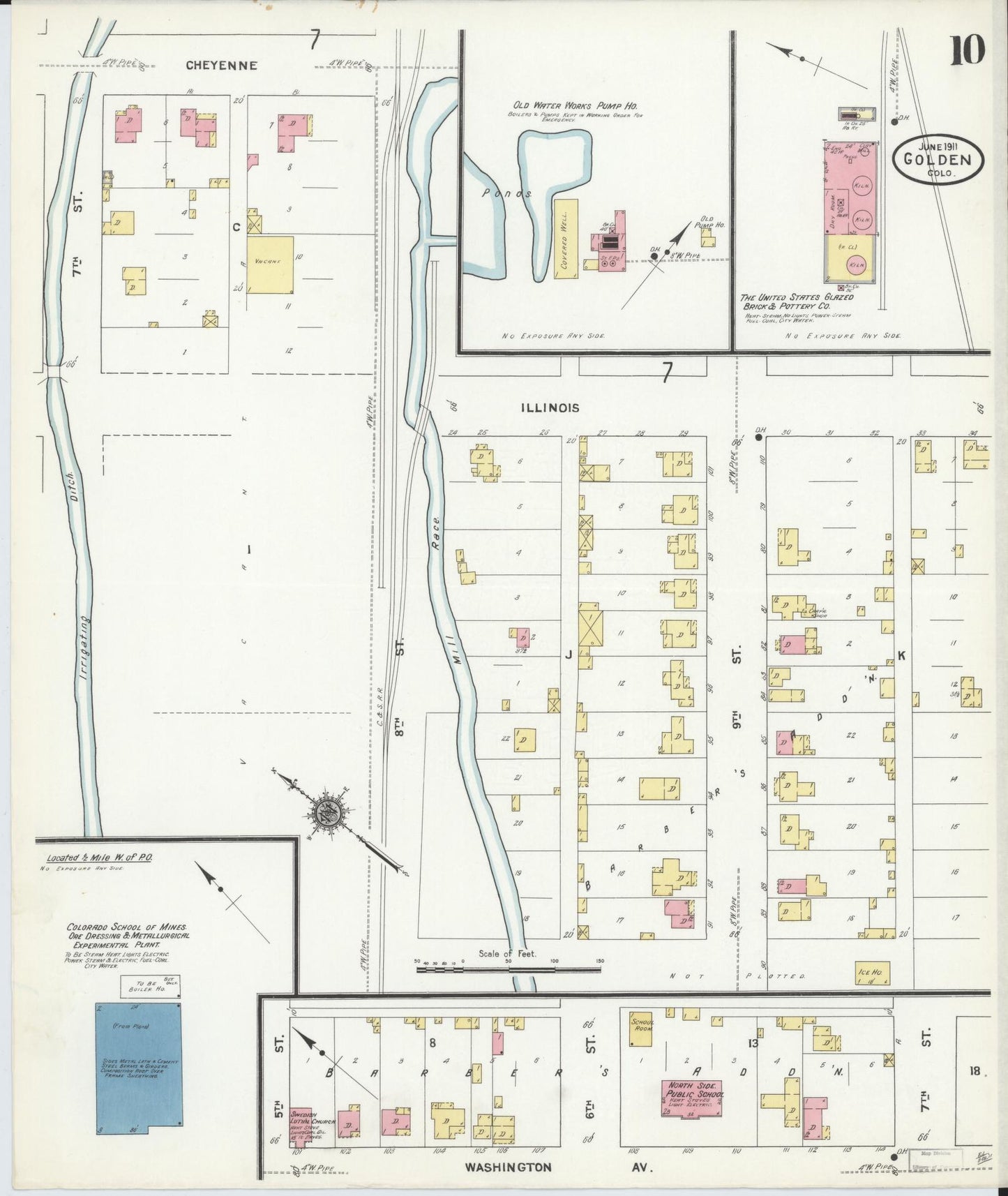 Sanborn Fire Insurance Map from Golden, Jefferson County, Colorado (1911), Sheet #0010 - Complete Map Set gallery image, historic Sanborn map, vintage wall art, Colorado Colorado