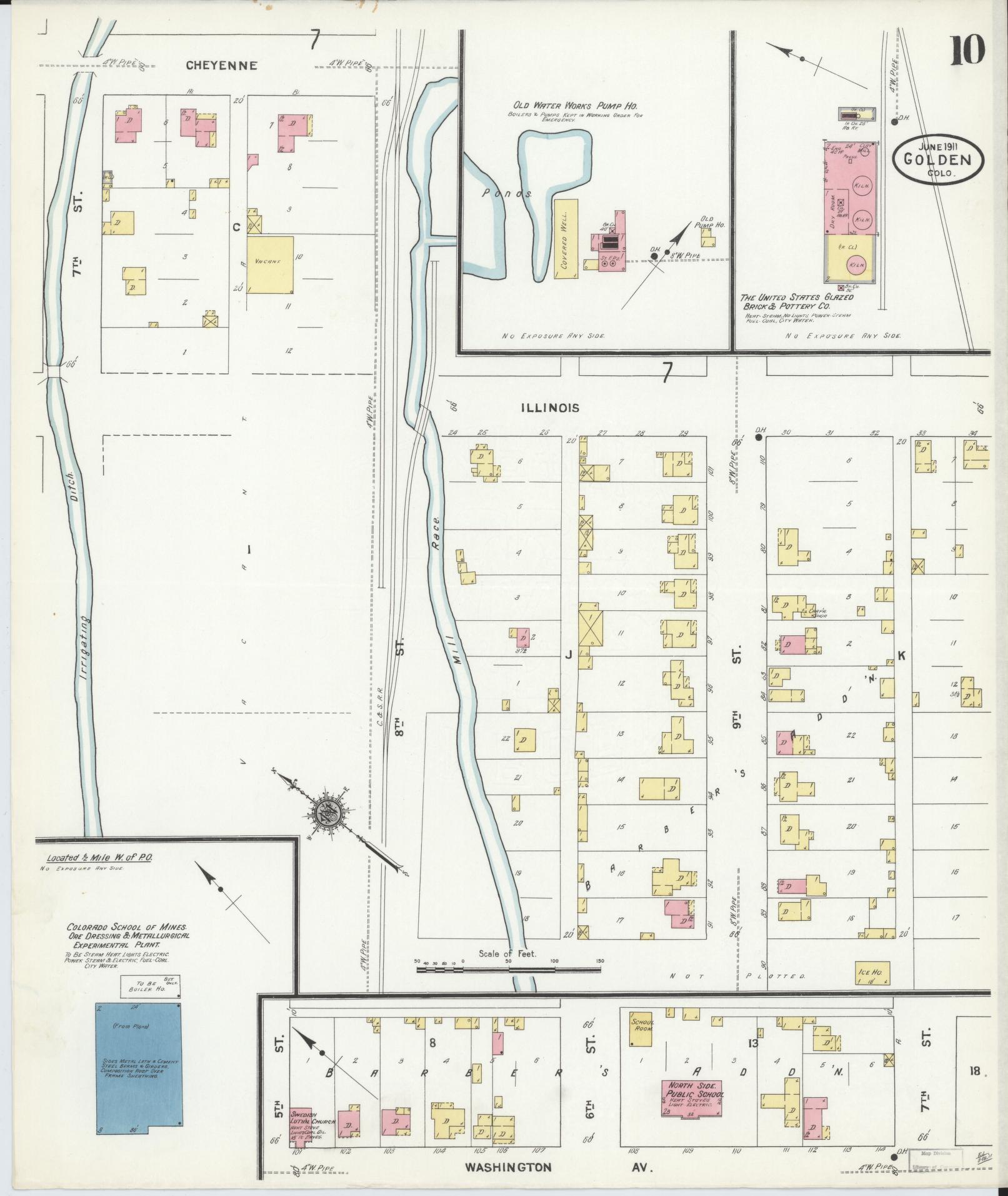 Sanborn Fire Insurance Map from Golden, Jefferson County, Colorado (1911), Sheet #0010 - Complete Map Set gallery image, historic Sanborn map, vintage wall art, Colorado Colorado