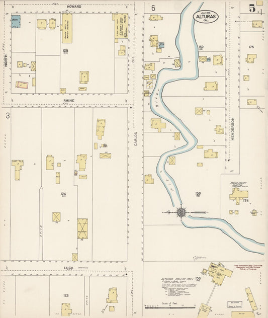 Sanborn Fire Insurance Map from Alturas, Modoc County, California (1912), Sheet #0005 - Historic Sanborn Fire Insurance Map Print, vintage old map wall art, antique decor, genealogy gift, California California map