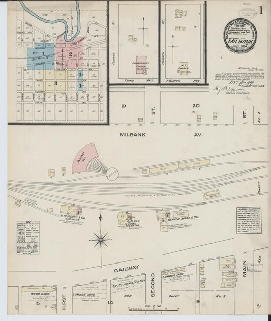 Sanborn Fire Insurance Map from Milbank, Grant County, South Dakota. (1884) – Historic Sanborn Fire Insurance Map Print