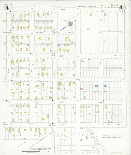 Sanborn Fire Insurance Map from Wisner, Cuming County, Nebraska (1937), Sheet #0004 - Historic Sanborn Fire Insurance Map Print, vintage old map wall art, antique decor, genealogy gift, Nebraska Nebraska map