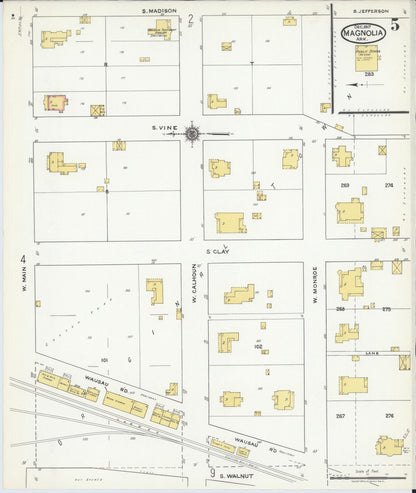 Sanborn Fire Insurance Map from Magnolia, Columbia County, Arkansas (1917), Sheet #0005 - Complete Map Set gallery image, historic Sanborn map, vintage wall art, Arkansas Arkansas