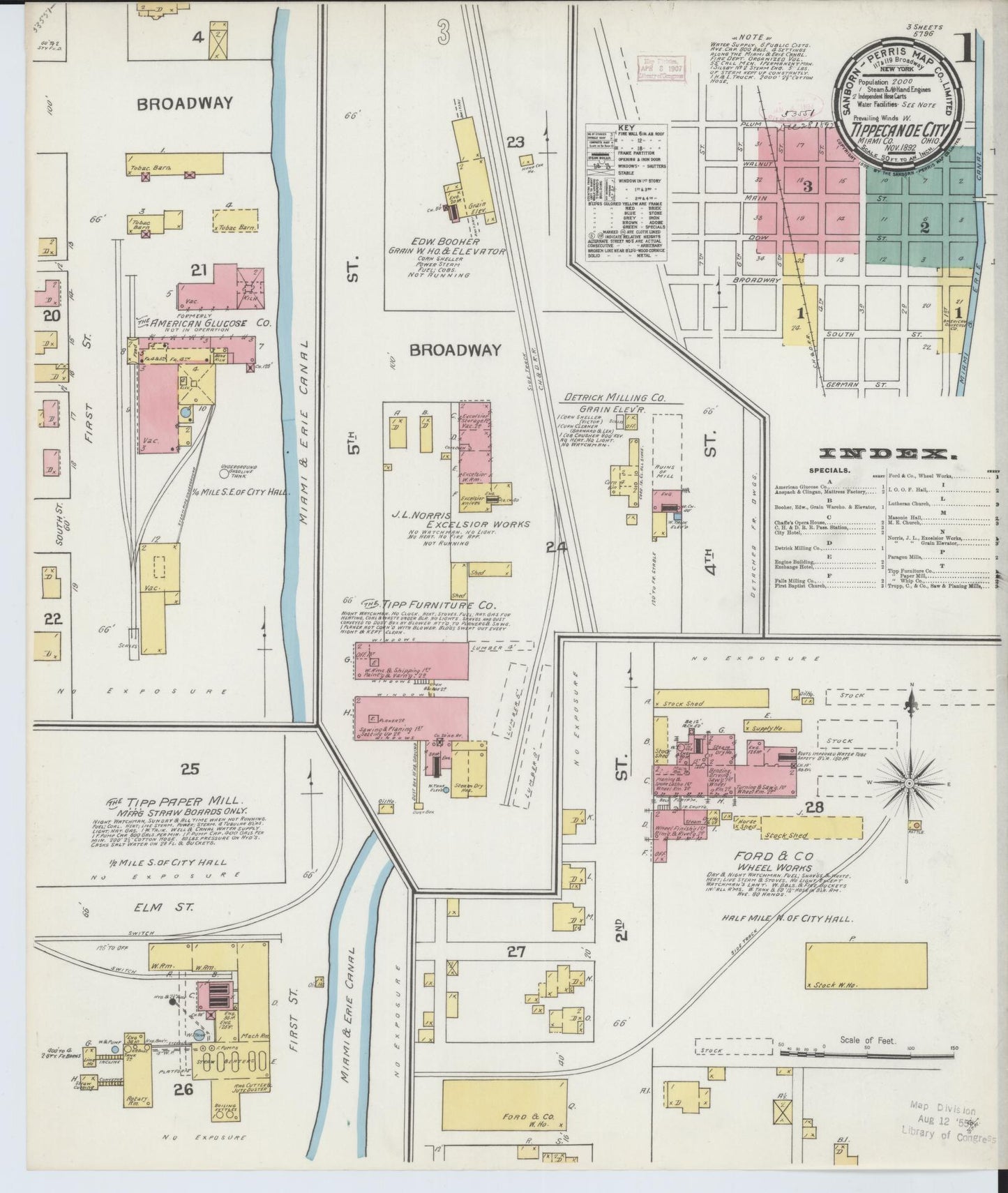 Sanborn Fire Insurance Map from Tipp City, Miami County, Ohio (1892), Sheet #0001 - Complete Map Set gallery image, historic Sanborn map, vintage wall art, Ohio Ohio