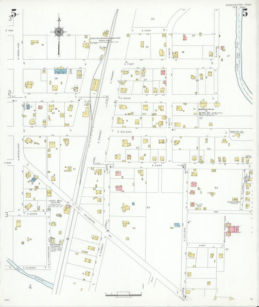 Sanborn Fire Insurance Map from Manchester, Coffee County, Tennessee (1940), Sheet #0005 - Historic Sanborn Fire Insurance Map Print, vintage old map wall art, antique decor, genealogy gift, Tennessee Tennessee map