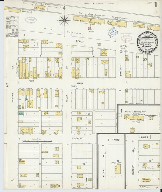 Sanborn Fire Insurance Map from Bowdle, Edmunds County, South Dakota (1898), Sheet #0001 - Complete Map Set gallery image, historic Sanborn map, vintage wall art, South Dakota South Dakota