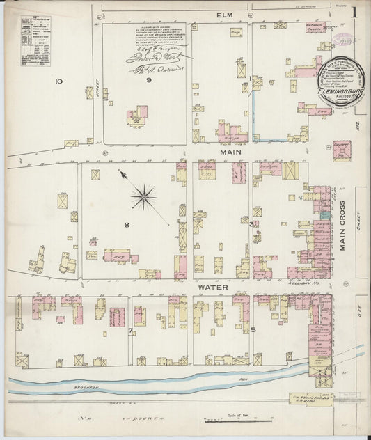 Sanborn Fire Insurance Map from Flemingsburg, Fleming County, Kentucky (1886), Sheet #0001 - Complete Map Set gallery image, historic Sanborn map, vintage wall art, Kentucky Kentucky