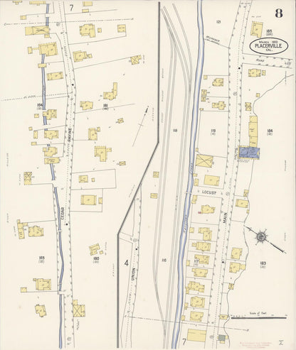 Sanborn Fire Insurance Map from Placerville, El Dorado County, California (1910), Sheet #0008 - Complete Map Set gallery image, historic Sanborn map, vintage wall art, California California
