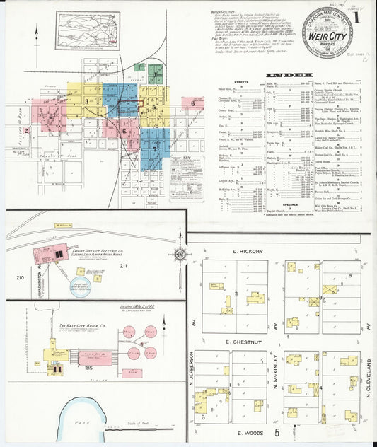 Sanborn Fire Insurance Map from Weir, Cherokee County, Kansas (1915), Sheet #0001 - Complete Map Set gallery image, historic Sanborn map, vintage wall art, Kansas Kansas