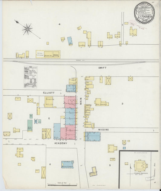 Sanborn Fire Insurance Map from Lithonia, Dekalb County, Georgia (1895), Sheet #0001 - Historic Sanborn Fire Insurance Map Print, vintage old map wall art, antique decor, genealogy gift, Georgia Georgia map