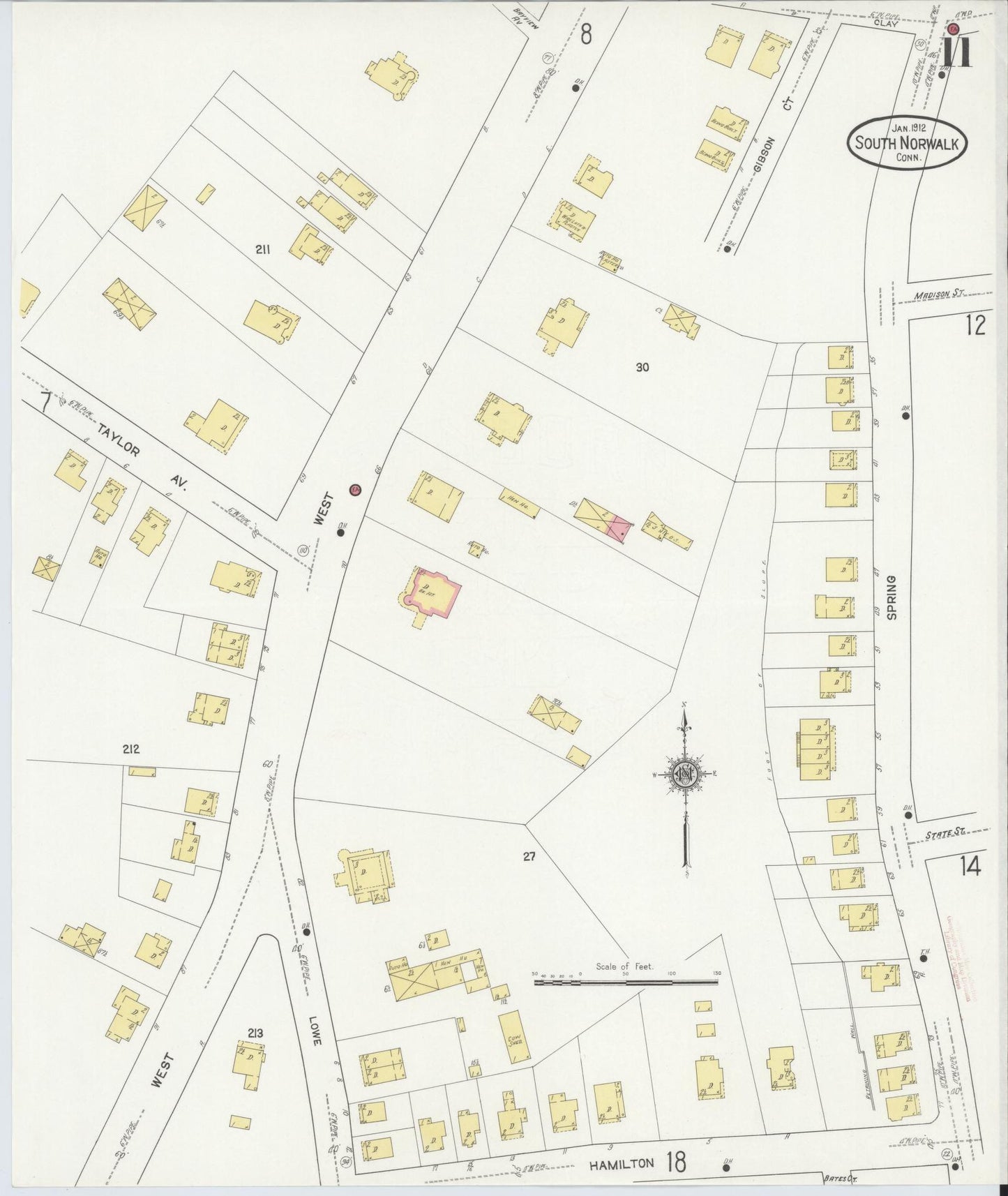 Sanborn Fire Insurance Map from South Norwalk, Fairfield County, Connecticut (1912), Sheet #0011 - Complete Map Set gallery image, historic Sanborn map, vintage wall art, Connecticut Connecticut