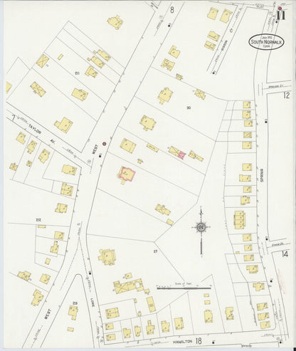 Sanborn Fire Insurance Map from South Norwalk, Fairfield County, Connecticut (1912), Sheet #0011 - Complete Map Set gallery image, historic Sanborn map, vintage wall art, Connecticut Connecticut