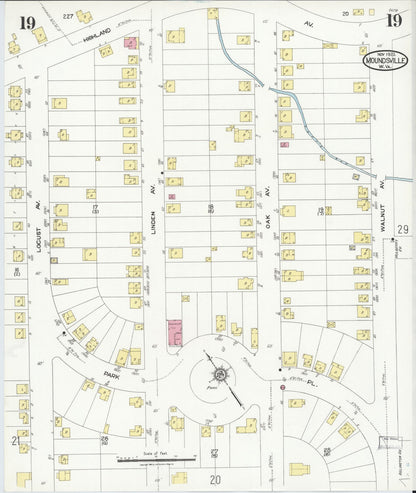 Sanborn Fire Insurance Map from Moundsville, Marshall County, West Virginia (1923), Sheet #0019 - Complete Map Set gallery image, historic Sanborn map, vintage wall art, West Virginia West Virginia