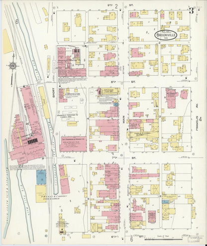 Sanborn Fire Insurance Map from Brookville, Franklin County, Indiana (1913), Sheet #0003 - Historic Sanborn Fire Insurance Map Print, vintage old map wall art, antique decor, genealogy gift, Indiana Indiana map