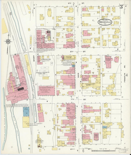 Sanborn Fire Insurance Map from Brookville, Franklin County, Indiana (1913), Sheet #0003 - Historic Sanborn Fire Insurance Map Print, vintage old map wall art, antique decor, genealogy gift, Indiana Indiana map