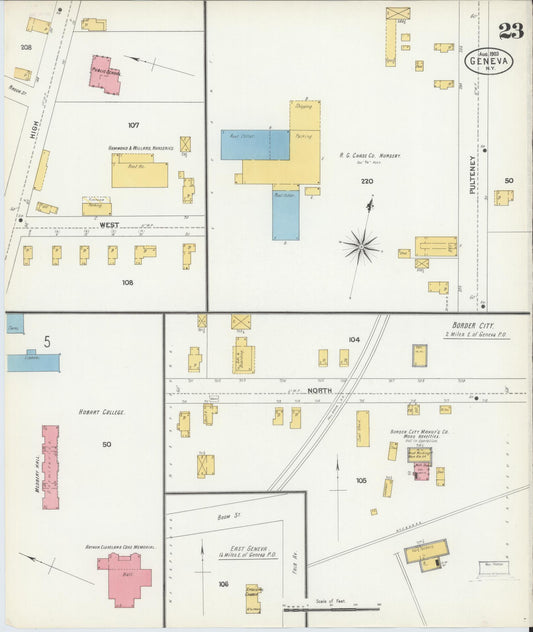 Sanborn Fire Insurance Map from Geneva, Ontario County, New York (1903), Sheet #0023 - Historic Sanborn Fire Insurance Map Print, vintage old map wall art, antique decor, genealogy gift, New York New York map