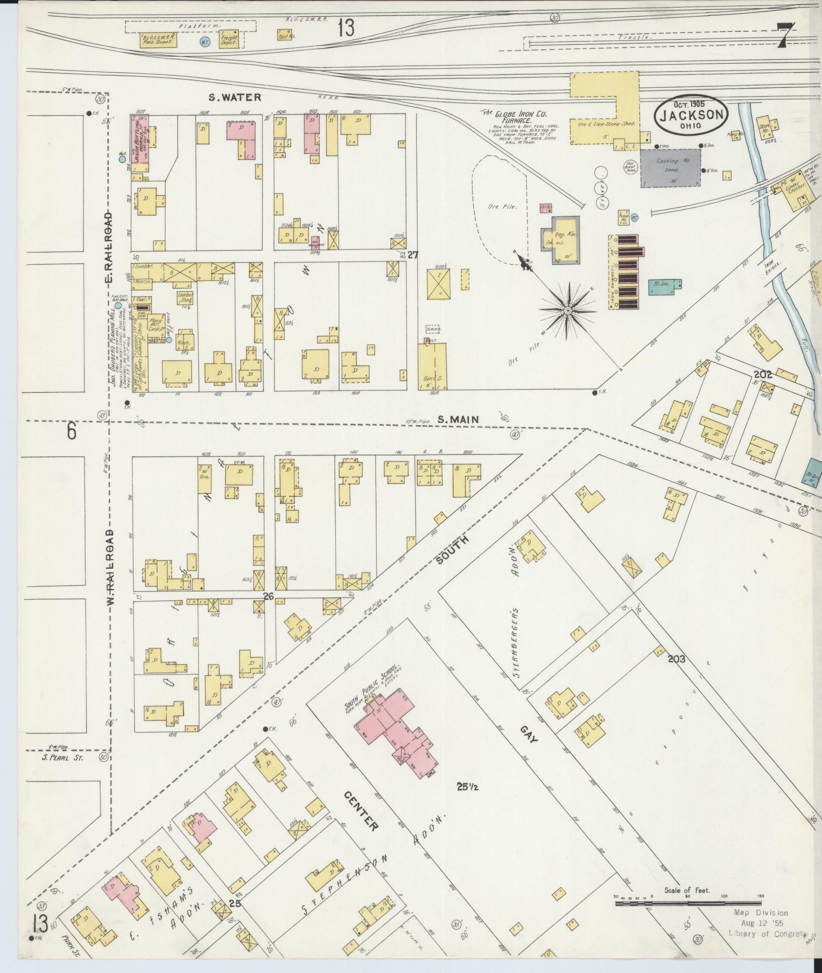 Sanborn Fire Insurance Map from Jackson, Jackson County, Ohio (1905), Sheet #0007 - Complete Map Set gallery image, historic Sanborn map, vintage wall art, Ohio Ohio