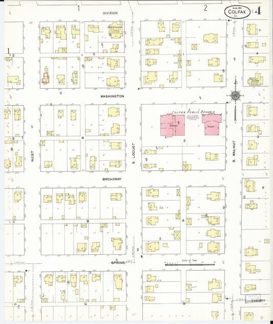Sanborn Fire Insurance Map from Colfax, Jasper County, Iowa (1911), Sheet #0004 - Historic Sanborn Fire Insurance Map Print, vintage old map wall art