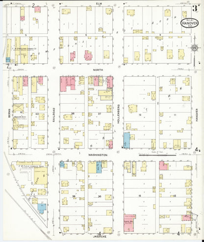 Sanborn Fire Insurance Map from Hanover, Washington County, Kansas (1911), Sheet #0003 - Complete Map Set gallery image, historic Sanborn map, vintage wall art, Kansas Kansas