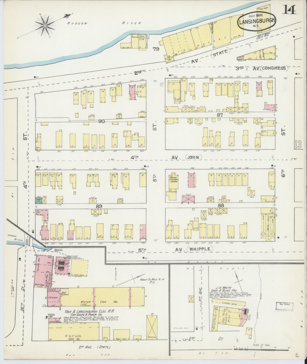 Sanborn Fire Insurance Map from Lansingburg, Rensselaer County, New York (1892), Sheet #0014 - Complete Map Set gallery image, historic Sanborn map, vintage wall art, New York New York